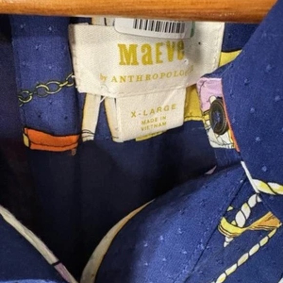 Maeve By Anthropologie Nautical Shirt Dress Mini  Womens XL
Navy gold Belt tie - Picture 11 of 15